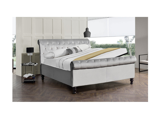 Quadro de Grey Velvet King Size Bed da tela com Crystal Buttons