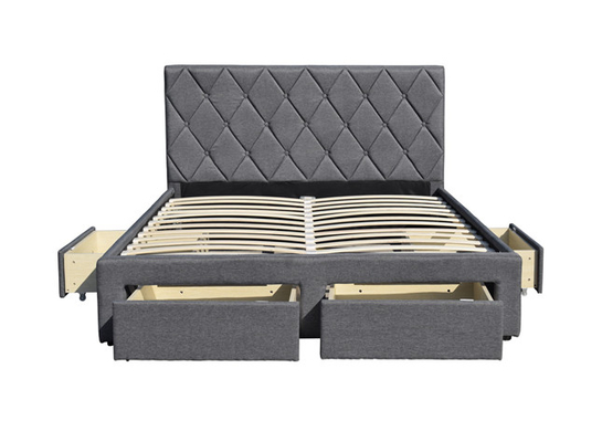 Tela de veludo da cama do rei Size Tufted Storage do OEM com as quatro gavetas do armazenamento