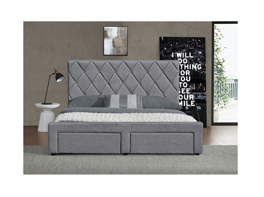 Tela de veludo da cama do rei Size Tufted Storage do OEM com as quatro gavetas do armazenamento