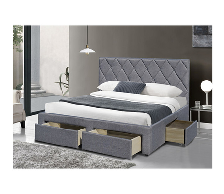 Tela de veludo da cama do rei Size Tufted Storage do OEM com as quatro gavetas do armazenamento