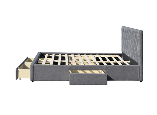 Tela de veludo da cama do rei Size Tufted Storage do OEM com as quatro gavetas do armazenamento