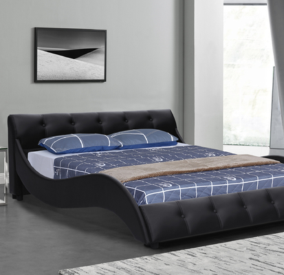 Falso italiano estofado de couro do quadro da cama do plutônio adornado no rei Size da cabeceira