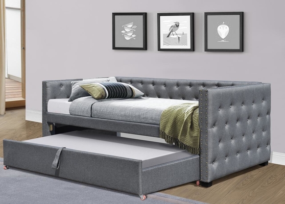 Veludo sem redução o Daybed estofado para retirar roda a cama único Chesterfield Grey Plush