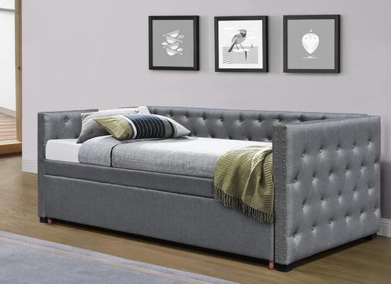 Veludo sem redução o Daybed estofado para retirar roda a cama único Chesterfield Grey Plush