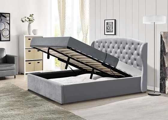 O pé adornado otomano da cama de um armazenamento de 4 FT levanta o gás aberto com cinza da cabeceira