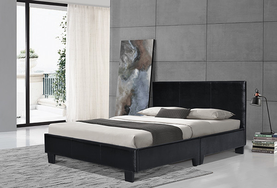 Do meio de couro preto do quadro de 8 falsos da cama de casal de Lisboa da polegada estofamento branco
