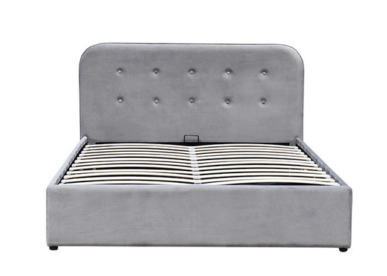 ODM de veludo da cabeceira do botão e de madeira da cama do quadro do rei Size OEM