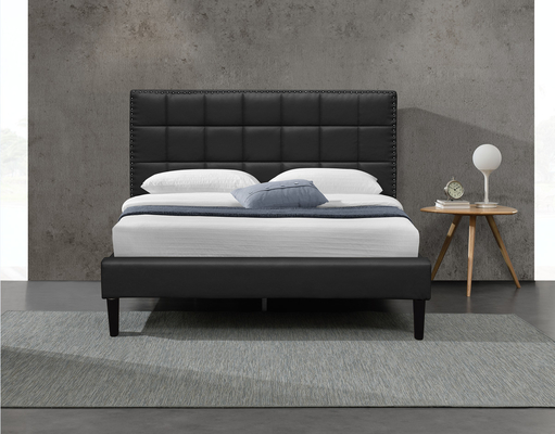 Quadro adornado 140X190Cm da cama da cabeceira do plutônio do rei Upholstered Storage Bed quadrado branco