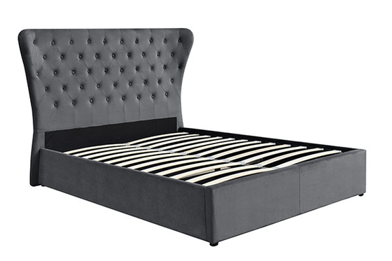Cabeceira alta cama adornada do armazenamento de veludo