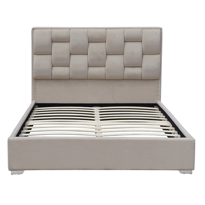 Quadro dobro personalizado da cama da tela de veludo do tamanho com a cabeceira alta adornada
