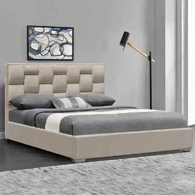 Quadro dobro personalizado da cama da tela de veludo do tamanho com a cabeceira alta adornada