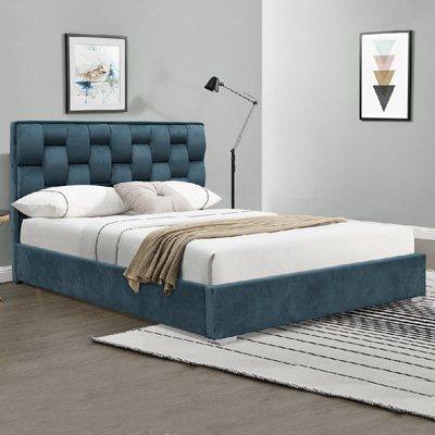 Quadro dobro personalizado da cama da tela de veludo do tamanho com a cabeceira alta adornada