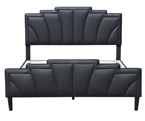 A plataforma do metal estofou a rainha moderna do OEM do quadro da cama o plutônio do tamanho que cobre preto