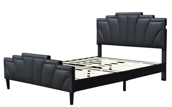 A plataforma do metal estofou a rainha moderna do OEM do quadro da cama o plutônio do tamanho que cobre preto
