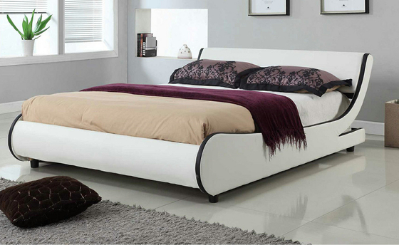 O rei Size DIODO EMISSOR DE LUZ da curva estofou plutônio 140x200CM do branco do quadro da cama