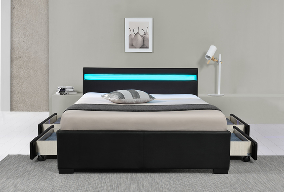 O falso branco cobre o quadro estofado da cama do armazenamento da plataforma com diodo emissor de luz