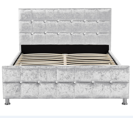 O estilo europeu esmagado da cama do otomano de veludo da plataforma tamanho dobro personalizou
