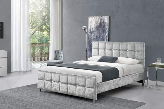 O estilo europeu esmagado da cama do otomano de veludo da plataforma tamanho dobro personalizou