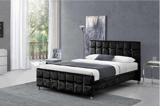 O estilo europeu esmagado da cama do otomano de veludo da plataforma tamanho dobro personalizou