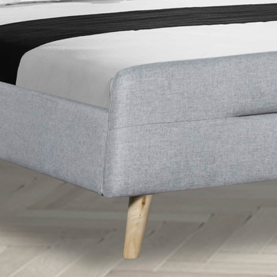 Cama de linho da tela da cabeceira trapezoidalmente