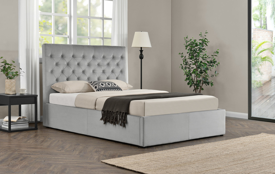 O rei Size Platform Tufted estofou o quadro da cama com cabeceira dos botões