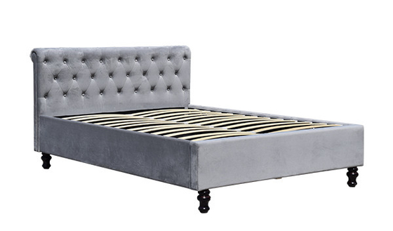 Rei dobro Size do quadro da cama de Lambeth Grey Velvet Sleigh Storage Ottoman