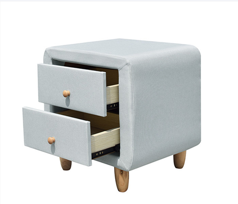 2 da tela moderna da madeira compensada de Nightstand da gaveta gavetas cobertas de linho ENSOLARADAS do armário