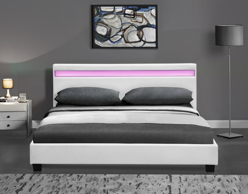 O diodo emissor de luz do RGB da plataforma estofou o quadro da cama com diodo emissor de luz ilumina barato fácil monta o couro do plutônio