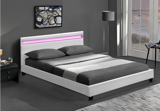 O diodo emissor de luz do RGB da plataforma estofou o quadro da cama com diodo emissor de luz ilumina barato fácil monta o couro do plutônio