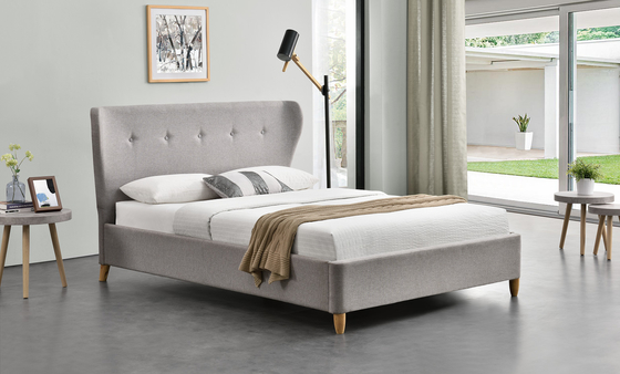 O quadro estofado simples da cama da madeira compensada com a cabeceira das orelhas fácil monta