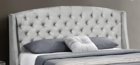 A cama estofada da madeira compensada do Wingback molda o rei escuro de Grey Velvet Wing Headboard Queen
