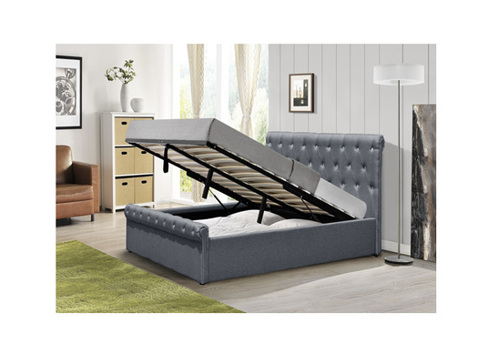 Cama de rainha estofada tela adornada único esmagamento de veludo do quadro da cama do armazenamento