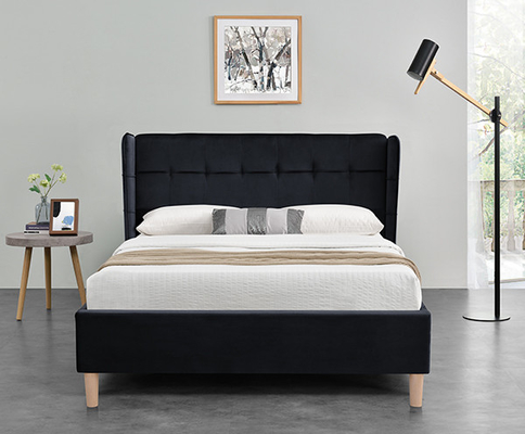 Pés plásticos do CARVALHO preto completo do quadro de veludo da cama