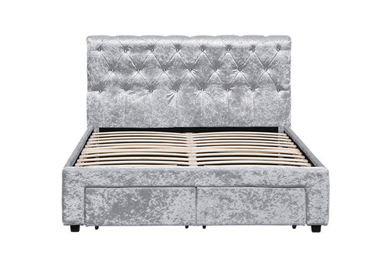 Quadro da cama de veludo do luxuoso do carvão vegetal de Torver - escolha opções do tamanho e da cor