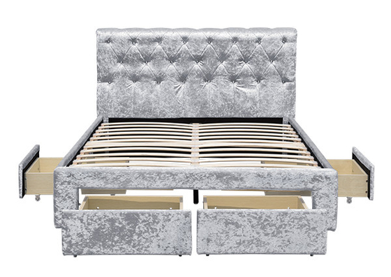 Quadro da cama de veludo do luxuoso do carvão vegetal de Torver - escolha opções do tamanho e da cor