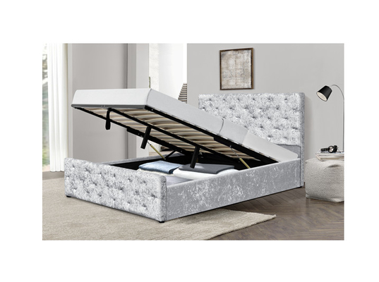 Gavetas esmagadas estofadas personalizadas do armazenamento do rei Size Bed With de veludo
