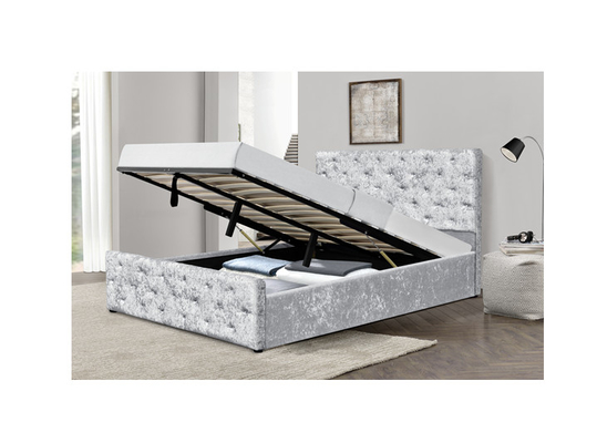 Gavetas esmagadas estofadas personalizadas do armazenamento do rei Size Bed With de veludo