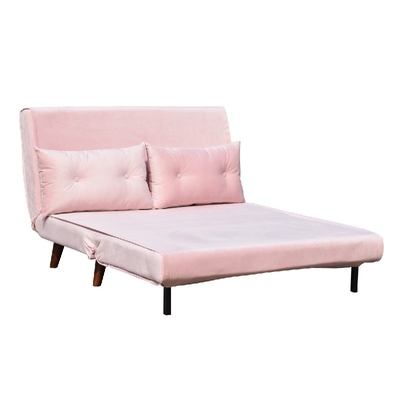 Madeira compensada cor-de-rosa da espuma de Seat Sofa Bed Folding Chair Fabric de veludo dois