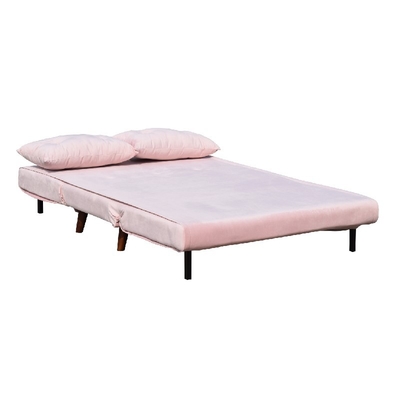 Madeira compensada cor-de-rosa da espuma de Seat Sofa Bed Folding Chair Fabric de veludo dois