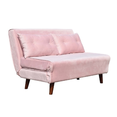 Madeira compensada cor-de-rosa da espuma de Seat Sofa Bed Folding Chair Fabric de veludo dois
