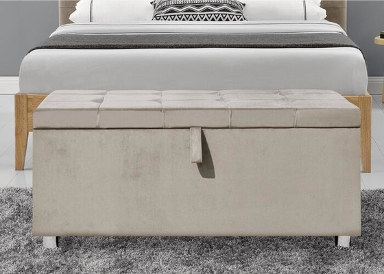 Veludo Toy Bench Plush Soft de Chesterfiled Grey Ottoman Storage Box Crushed