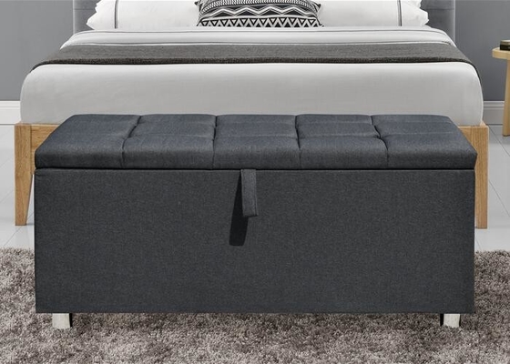 Otomano estofado Reino Unido escuro franco Grey Fabric Blanket Box do armazenamento da tela