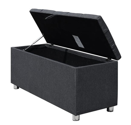 Otomano estofado Reino Unido escuro franco Grey Fabric Blanket Box do armazenamento da tela