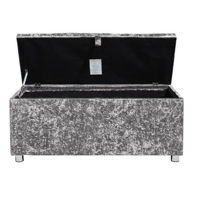 Caixa de armazenamento dobrável do otomano de Diamond Silver Crushed Velvet Ottoman do esmagamento
