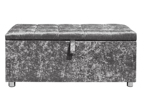 Caixa de armazenamento dobrável do otomano de Diamond Silver Crushed Velvet Ottoman do esmagamento