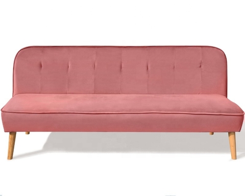 Tampa dobrável esmagada de Sofa Bed Dusty Rose Fabric de veludo com pé de madeira