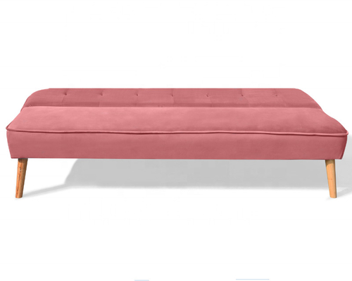 Tampa dobrável esmagada de Sofa Bed Dusty Rose Fabric de veludo com pé de madeira