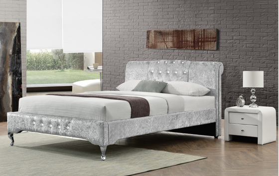 Tira adornada Crystal Button European Style do fiapo da cama do armazenamento de Duble tamanho luxuoso