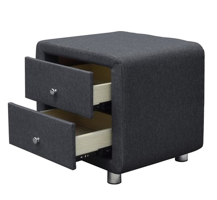 Linho de tabela estofado moderno Grey Velvet Nightstand da cabeceira da tela 2 gavetas