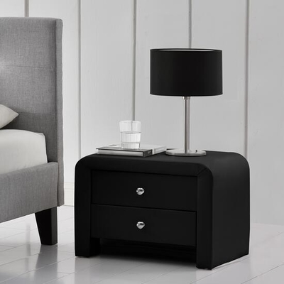 2 gaveta preta estofada Nightstand